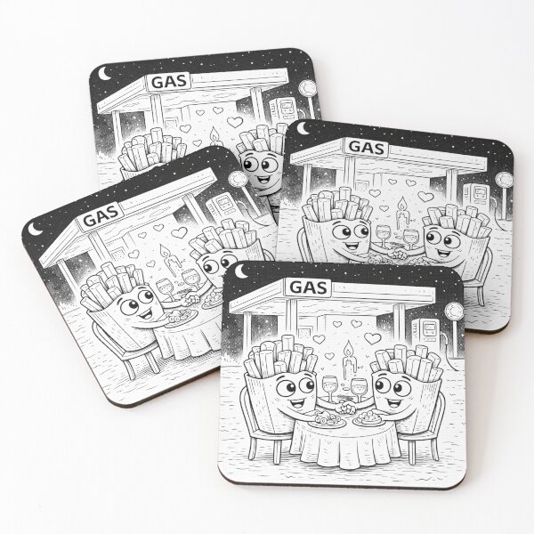 Item preview, Gas Station Date Night – Cute Fries Couple Comic designed and sold by ComedyInkFactor.