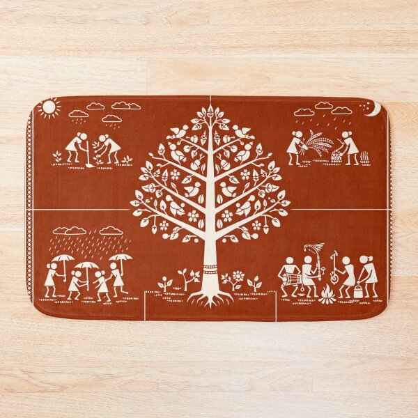 Item preview, Warli Tree of Life Print – Four Seasons Folk Scene designed and sold by Planthem.