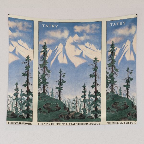 Item preview, Tatry Snowy Mountain Range Pine Forest Travel Poster : Vintage Art designed and sold by artofuniverse.