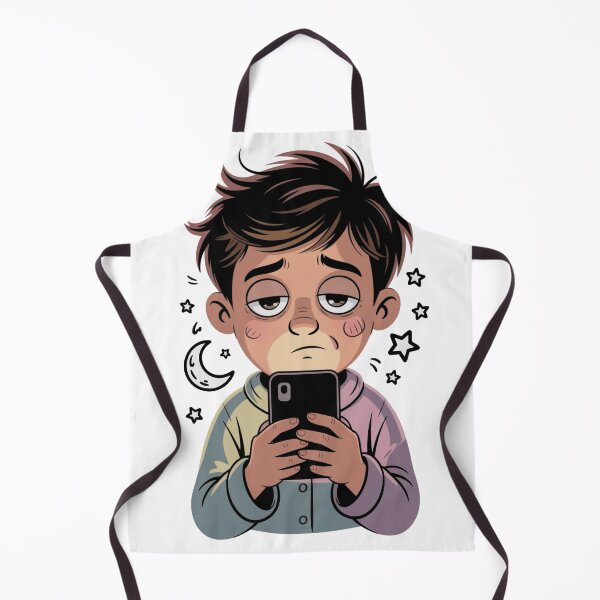 Item preview, Late Night Overthinking – Tired Cartoon Character on Phone designed and sold by Dospart.