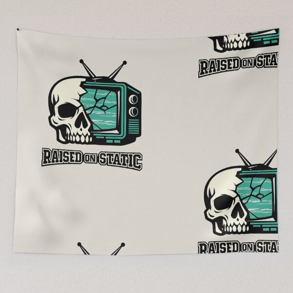 Item preview, Raised on Static – Vintage CRT Skull Streetwear Illustration designed and sold by JonelCrafts.