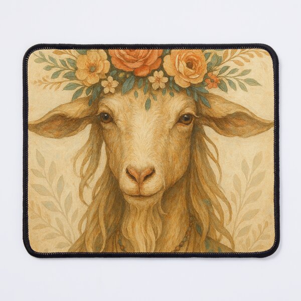Item preview, Capricorn Goat Floral Wreath Vintage Bohemian Astrology Art designed and sold by Lyvion design.