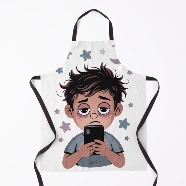 Item preview, Late Night Overthinking – Tired Cartoon Character on Phone designed and sold by Dospart.