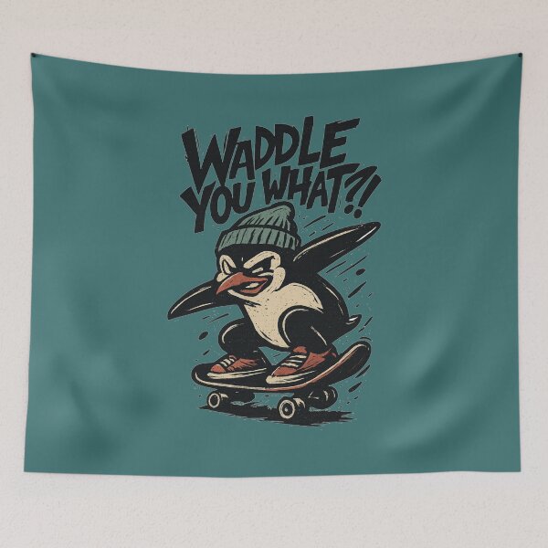 Item preview, Skate-Punk Penguin “Waddle You What?!” Graphic designed and sold by JonelCrafts.