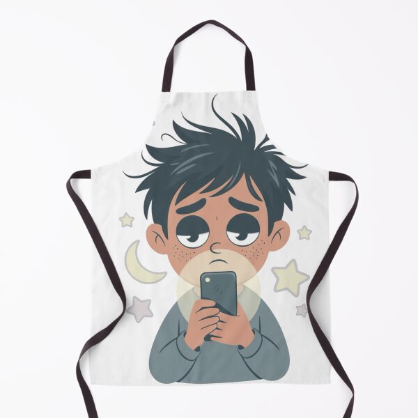 Item preview, Late Night Overthinking – Tired Cartoon Character on Phone designed and sold by Dospart.