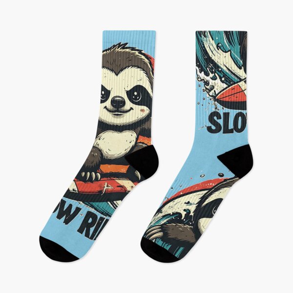 Item preview, Surfing Sloth T-Shirt – Funny “Slow Ride” Retro Sunset Design designed and sold by JonelCrafts.