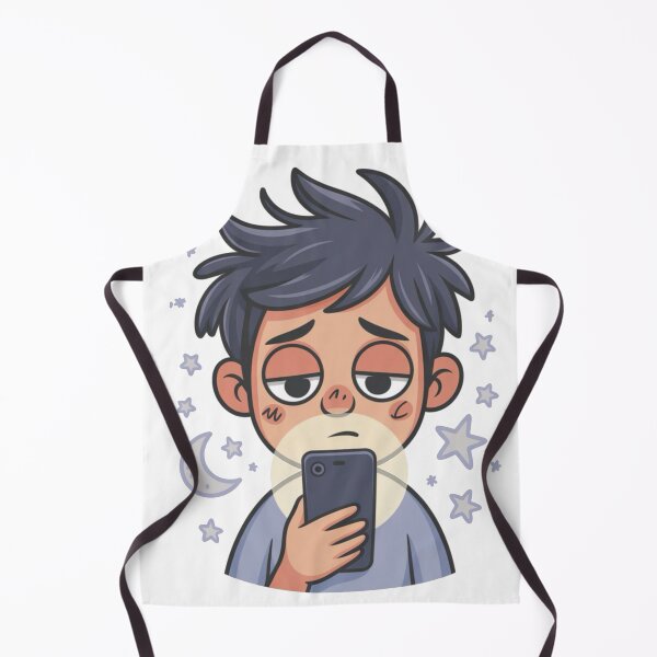 Item preview, Late Night Overthinking – Tired Cartoon Character on Phone designed and sold by Dospart.
