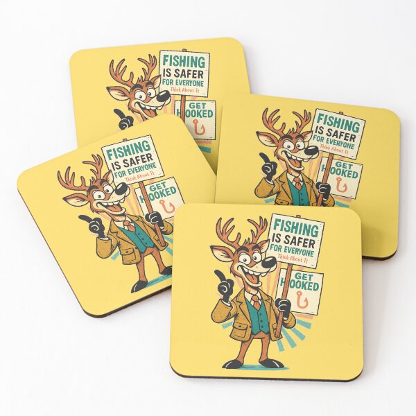 Item preview, Goofy Deer Propaganda Parody – “Fishing Is Safer” Satirical Design designed and sold by JonelCrafts.