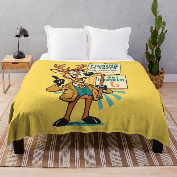 Item preview, Goofy Deer Propaganda Parody – “Fishing Is Safer” Satirical Design designed and sold by JonelCrafts.