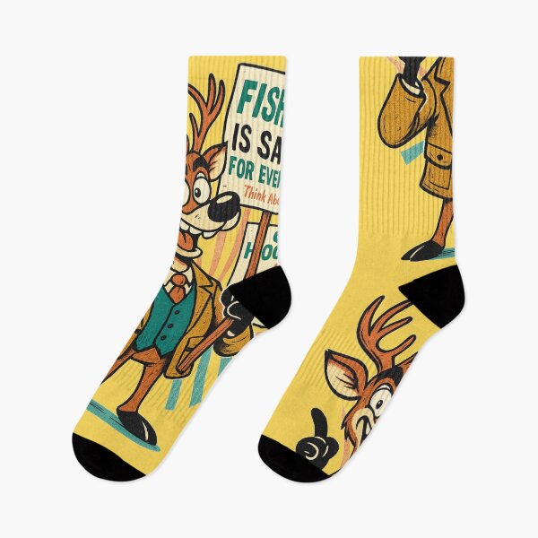 Item preview, Goofy Deer Propaganda Parody – “Fishing Is Safer” Satirical Design designed and sold by JonelCrafts.
