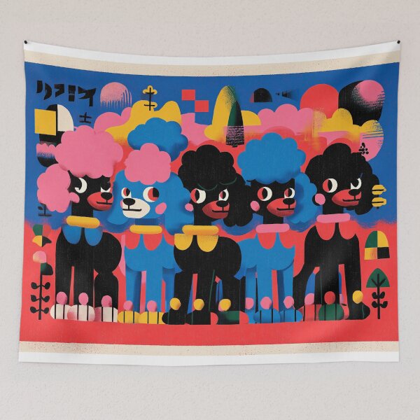 Item preview, Colorful cartoon Poodles designed and sold by lautir.