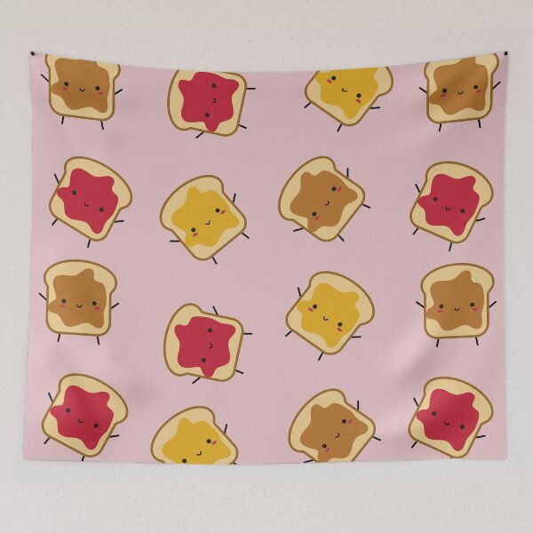 Item preview, Delicious slices of toasted bread topped with a strawberry, honey, and creamy peanut butter pattern. Perfect for breakfast and snacks designed and sold by Denisse diseno.
