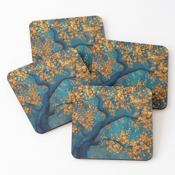 Item preview, Abstract Sakura Tree in Gold and Blue, Luxurious Contemporary Art designed and sold by daila70.