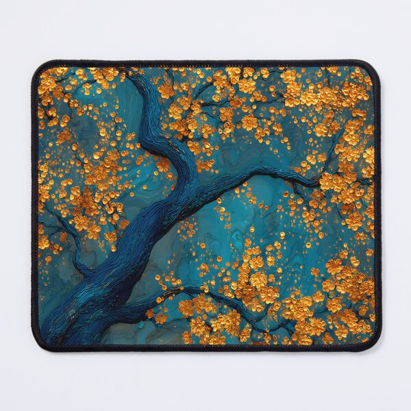 Item preview, Abstract Sakura Tree in Gold and Blue, Luxurious Contemporary Art designed and sold by daila70.