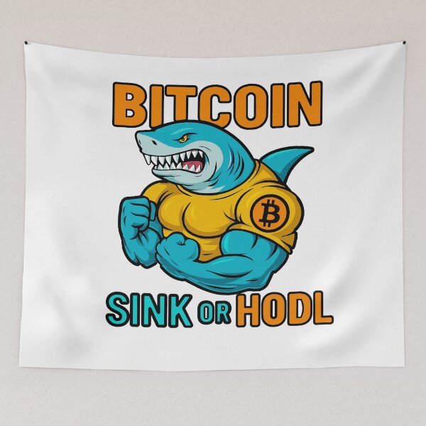 Item preview, Sink or HODL – Bitcoin Shark Power Design designed and sold by BitCrop.