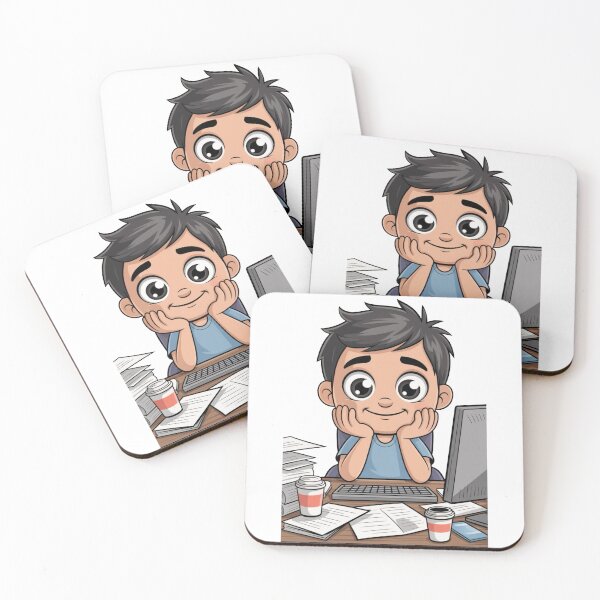 Item preview, Productive Overthinking – Cute Cartoon Character at Work Desk designed and sold by Dospart.