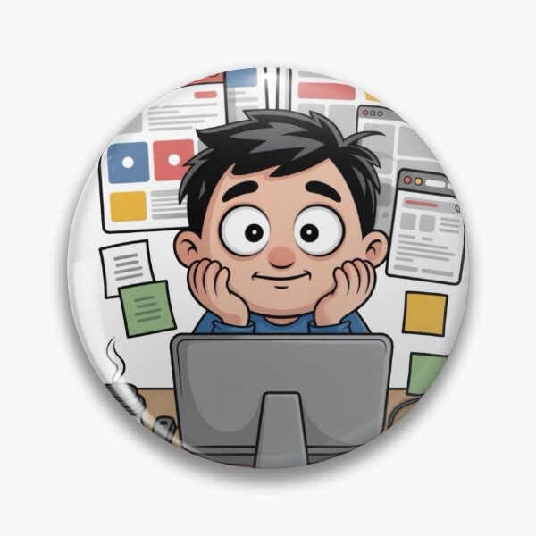 Item preview, Productive Overthinking – Cute Cartoon Character at Work Desk designed and sold by Dospart.