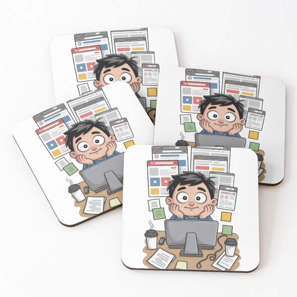 Item preview, Productive Overthinking – Cute Cartoon Character at Work Desk designed and sold by Dospart.