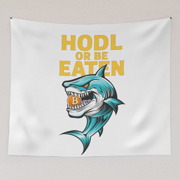 Artikelvorschau, HODL oder gefressen werden – Savage Crypto Shark Design entworfen und verkauft von BitCrop.