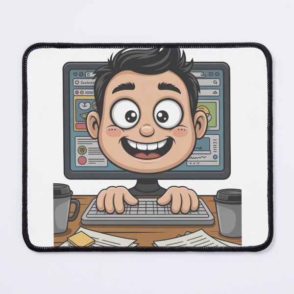 Item preview, Productive Overthinking – Cute Cartoon Character at Work Desk designed and sold by Dospart.