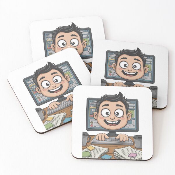 Item preview, Productive Overthinking – Cute Cartoon Character at Work Desk designed and sold by Dospart.