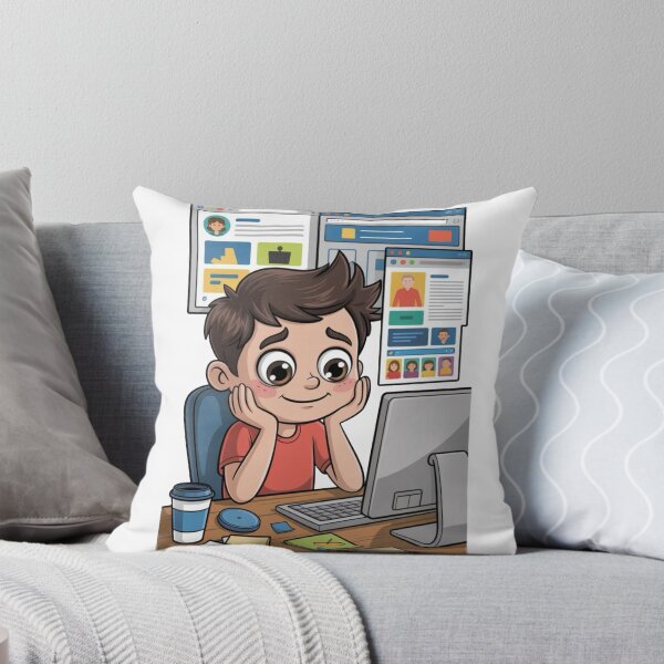 Item preview, Productive Overthinking – Cute Cartoon Character at Work Desk designed and sold by Dospart.