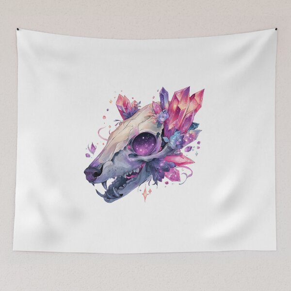 Item preview, Galaxy Fox Skull Crystal Flowers Mystical Pastel Art designed and sold by Anastasiia Yurevych.
