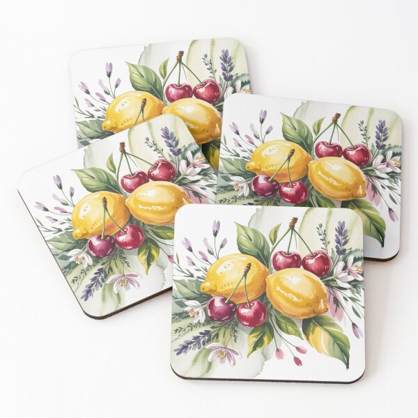 Item preview, Bouquet of lemon and cherry,watercolor. designed and sold by elegantpaterns.