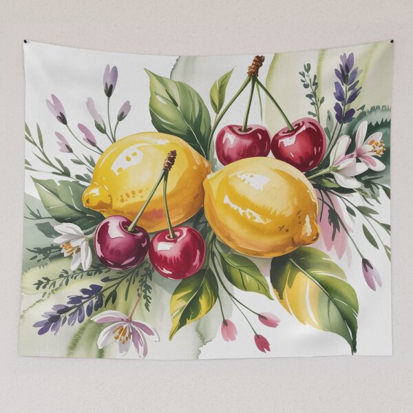 Item preview, Bouquet of lemon and cherry,watercolor. designed and sold by elegantpaterns.