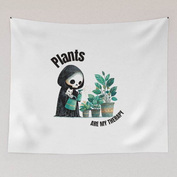 Item preview, Plants Are My Therapy Cute Skeleton Cat Plant Mom Art designed and sold by Anastasiia Yurevych.