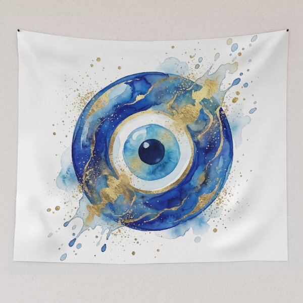 Item preview, Modern Artistic Watercolor Evil Eye Protection Amulet designed and sold by PixelPasha.