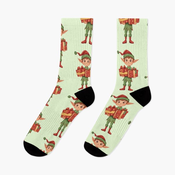 Item preview, Cute Christmas Elf with Gifts Illustration designed and sold by SyberGen.