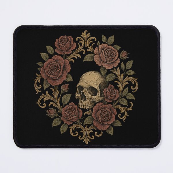 Item preview, Skull and Roses Wreath – Ornate Gothic Floral designed and sold by Mouraludia.