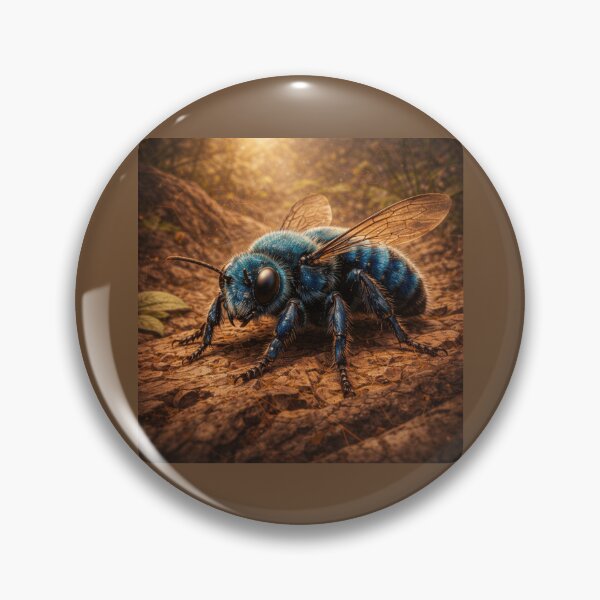 Item preview, Blue Orchard Bee – Golden Earth Pollinator Art designed and sold by GeoWild Designs.