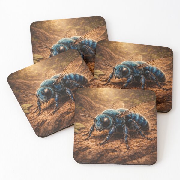 Item preview, Blue Orchard Bee – Golden Earth Pollinator Art designed and sold by GeoWild Designs.