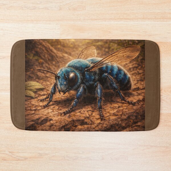 Item preview, Blue Orchard Bee – Golden Earth Pollinator Art designed and sold by GeoWild Designs.