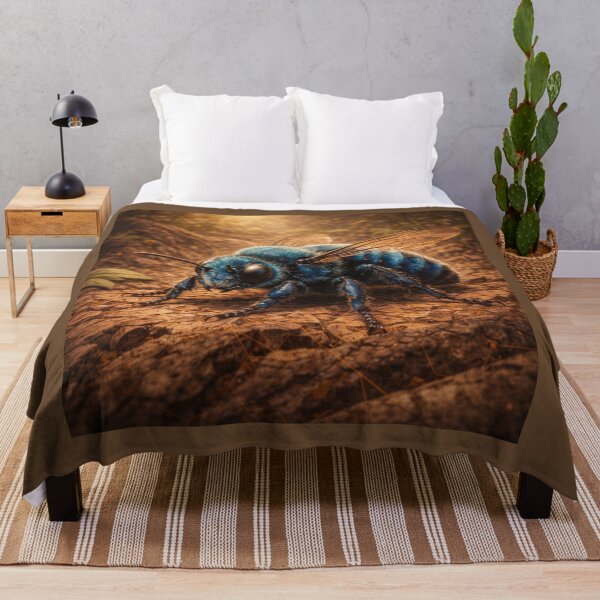 Item preview, Blue Orchard Bee – Golden Earth Pollinator Art designed and sold by GeoWild Designs.