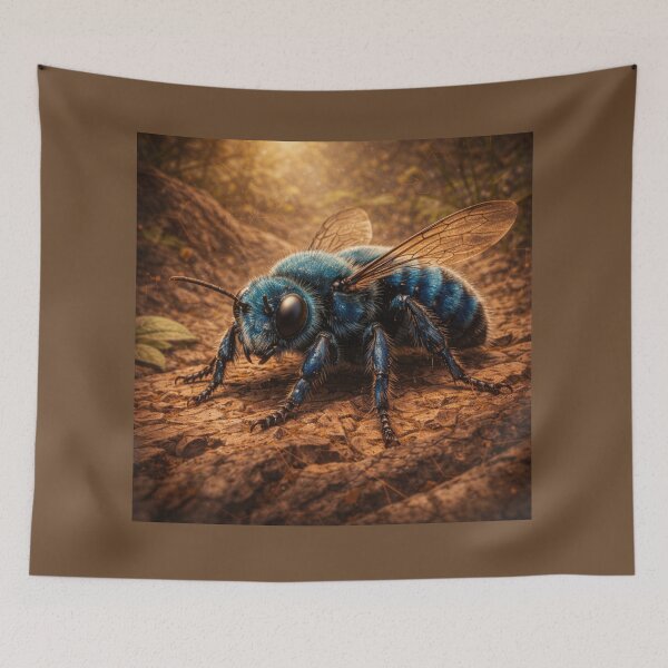 Item preview, Blue Orchard Bee – Golden Earth Pollinator Art designed and sold by GeoWild Designs.