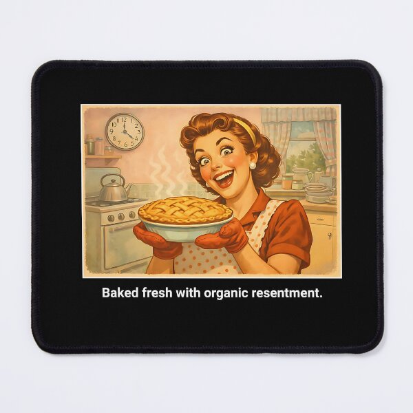 Item preview, Retro Housewife Dark Baking Humor Quote designed and sold by Maria Garcia.