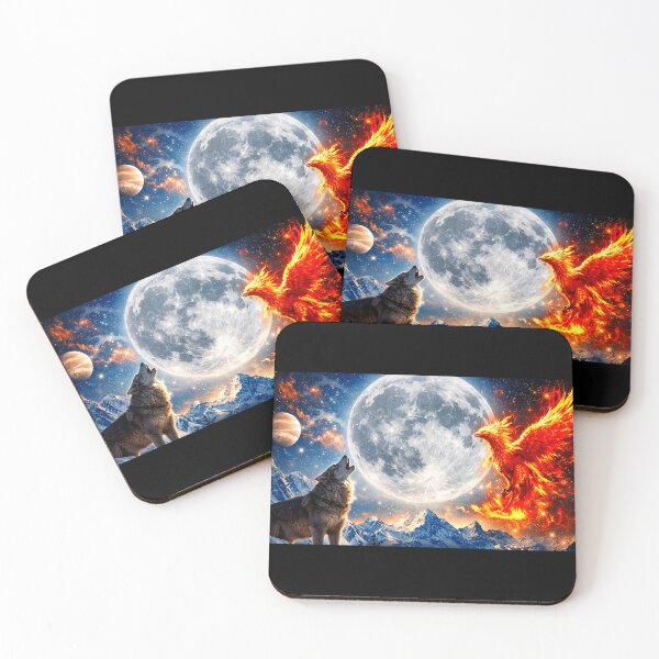Item preview, Wolf Moon Phoenix Takes Flight – Power, Rebirth & Wild Spirit designed and sold by Earth Nature Creations.