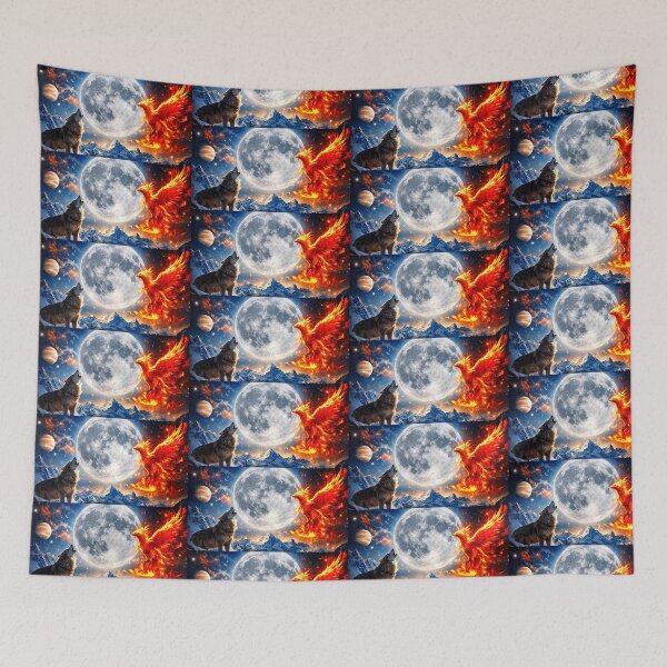 Item preview, Wolf Moon Phoenix Takes Flight – Power, Rebirth & Wild Spirit designed and sold by Earth Nature Creations.
