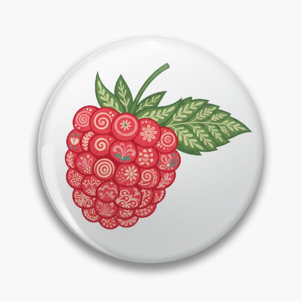 Item preview, Stylised Raspberry with Folk Motifs – Scandinavian Folk Art by heidiannemorris © designed and sold by FOLK ART FUSION by heidiannemorris.