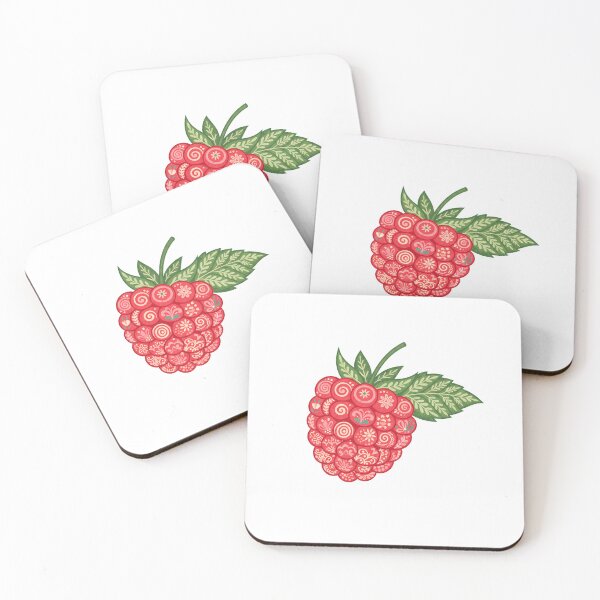 Item preview, Stylised Raspberry with Folk Motifs – Scandinavian Folk Art by heidiannemorris © designed and sold by FOLK ART FUSION by heidiannemorris.