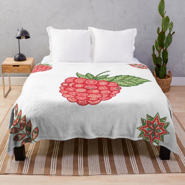 Item preview, Stylised Raspberry with Folk Motifs – Scandinavian Folk Art by heidiannemorris © designed and sold by FOLK ART FUSION by heidiannemorris.