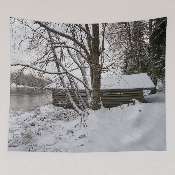Item preview, Boat house by the lake in the early winter. designed and sold by Jouko Lehto Photography.