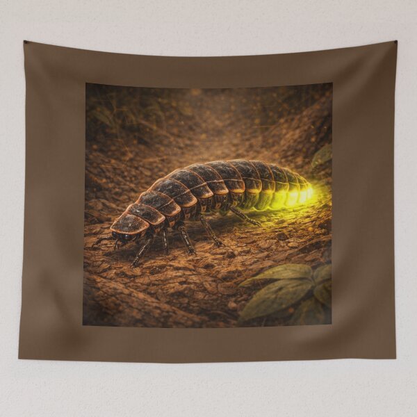 Item preview, Glowworm Larva – Golden Bioluminescent Insect Art designed and sold by GeoWild Designs.