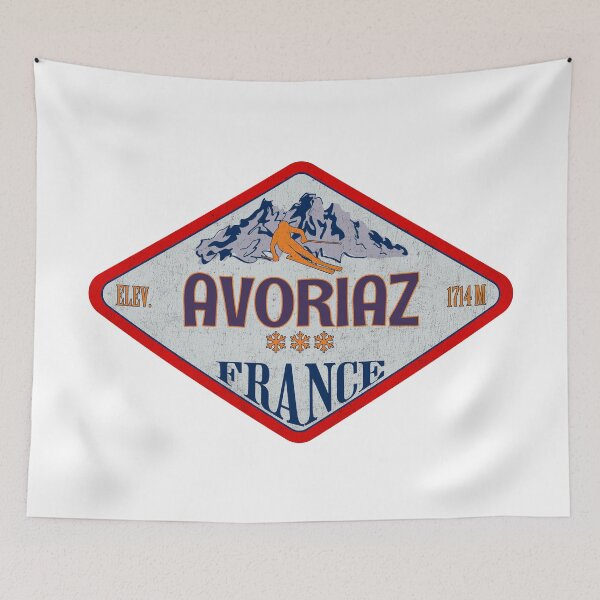Item preview, Avoriaz, Alpes du Nord, France, Vintage skiing badge design designed and sold by Wanderful-roads.