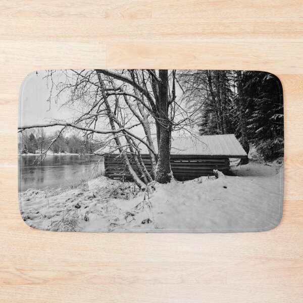 Item preview, Boat house by the lake in the early winter. bw designed and sold by Jouko Lehto Photography.
