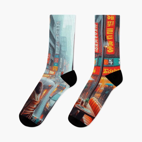 Item preview, Neon Reflections: Rainy Night in the City Cafe designed and sold by daweave77.