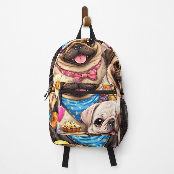Item preview, Cute Pug Collage – Colorful Illustrated Pug Poster designed and sold by PIXEL POP DESIGNS - Beyond the Norm!.